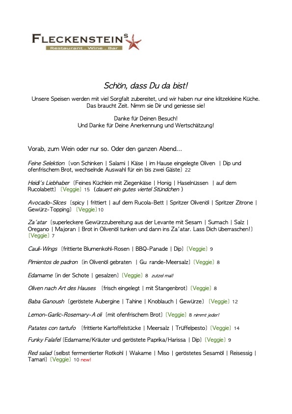 Vorspeisen, Klassiker, Weine